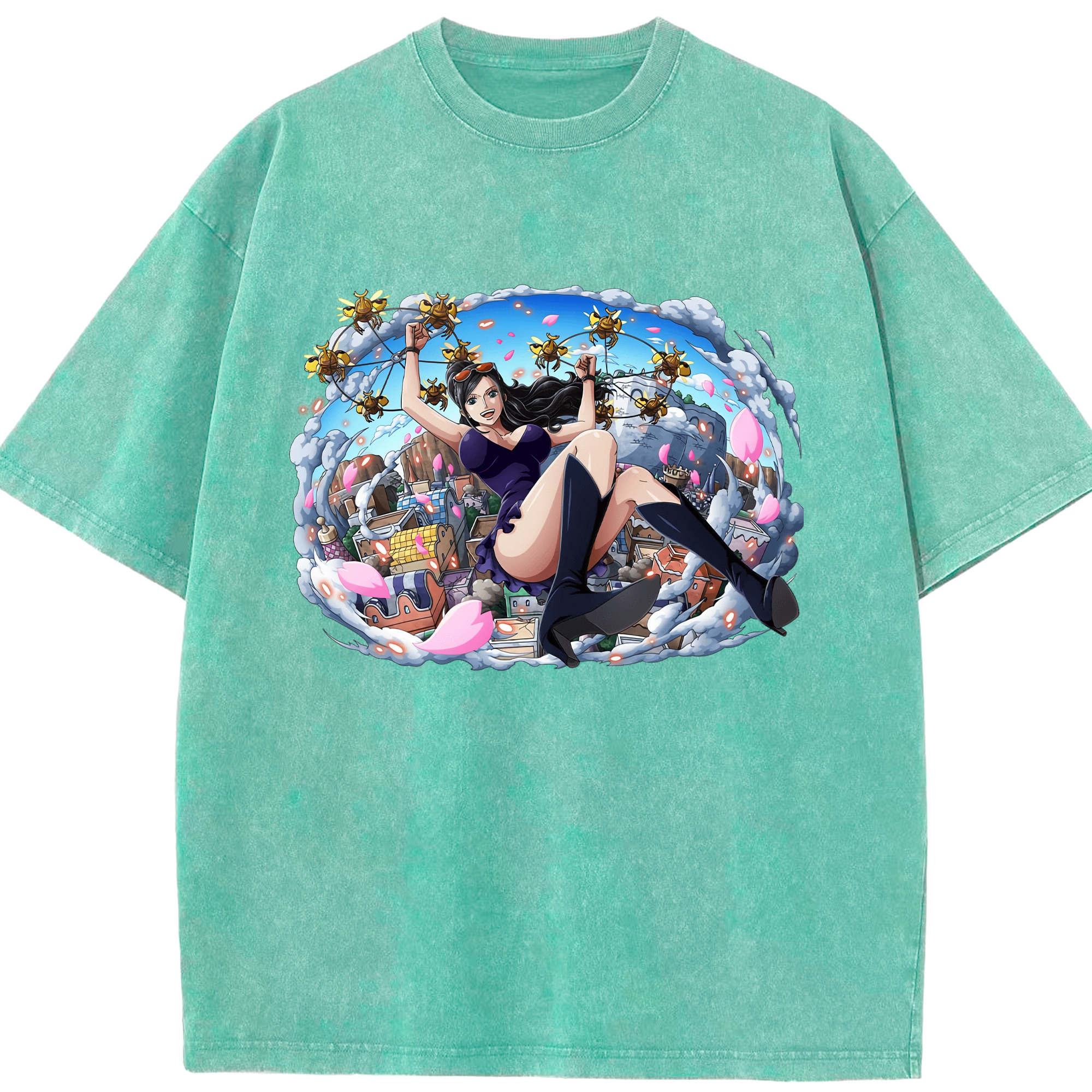 ワンピース ニコ・ロビン ONE PIECE Nico Robin 綿100% ヴィンテージ風 半袖Tシャツ（フロントプリント）